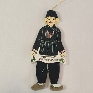 Hewitt & Newkirk Netherlands Wooden Single BOY Ornament Hand Painted Holland‎